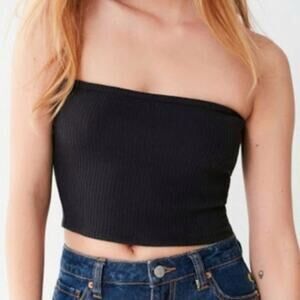 TOPSHOP Ribbed Tube Top Bandeau Black SZ 10